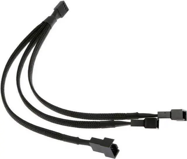 Main image of WISDUM PWM Fan Splitter Cable 4 Pin Black Sleeved Case Fan Splitter Cable 1 to 3 Converter Braided Y Splitter Computer PC Fan Extension Power Cable 10.5 Inches (1 Pack)