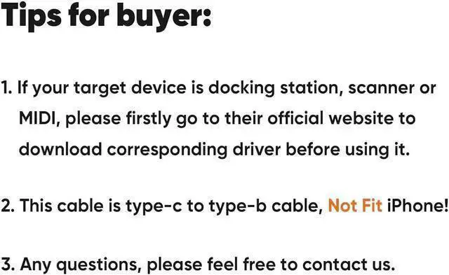 Alt view image 6 of 7 - USB Cable WISDUM USB C to USB B 3.1 Cable 6FT, USB B to USB C, USB Type B to USB C Cable 10Gbps Compatible with Thunderbolt 3 Host , External Hard Drive, Docking Station,Scanner 6 ft.