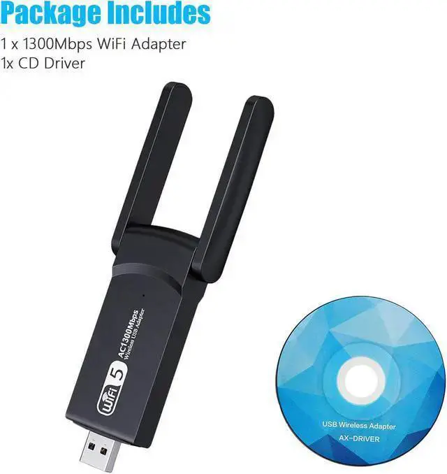 Alt view image 5 of 6 - Wireless Adapter WISDUM 1300Mbps Long Range USB WiFi Adapter for PC Desktop Laptop