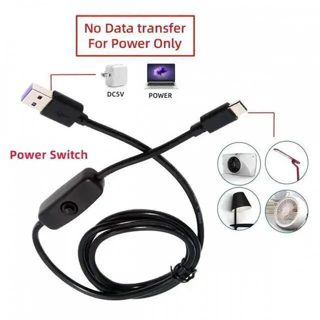 Alt view image 5 of 7 - USB Cable WISDUM Type-C USB2.0 to Type-A Cable with On Off Power Switch Button USB-C for DC 5V Desk Lamp Fan Camera