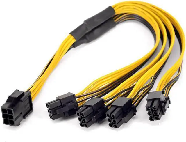 Alt view image 3 of 4 - WISDUM PCI express GPU 6pin Port Multiplier PCIe Graphics card 6 Pin 1 to 4 ways Power supply Extension Cable Female to Male Y splitter