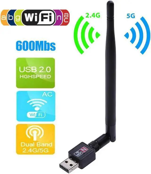 Alt view image 2 of 5 - Wireless Adapter WISDUM 600Mbps USB WiFi Router Adapter PC Network LAN Card Dongle with Antenna wifi Adapter wifi