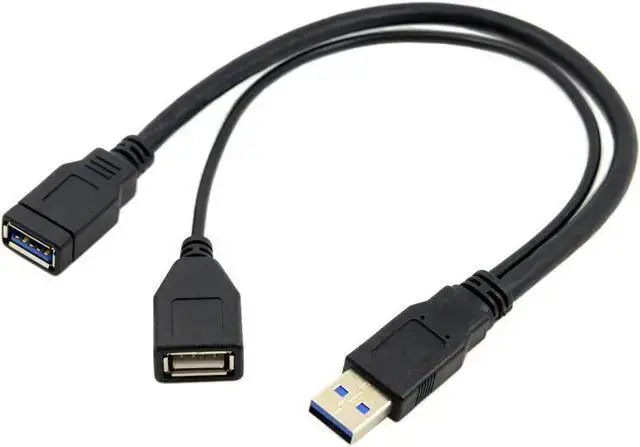 Alt view image 6 of 7 - USB Cable WISDUM USB 3.0 Splitter Y Cable USB 1 Male to 2 Female Extra Power Data Extension Cable for 2.5" Mobile Hard Disk