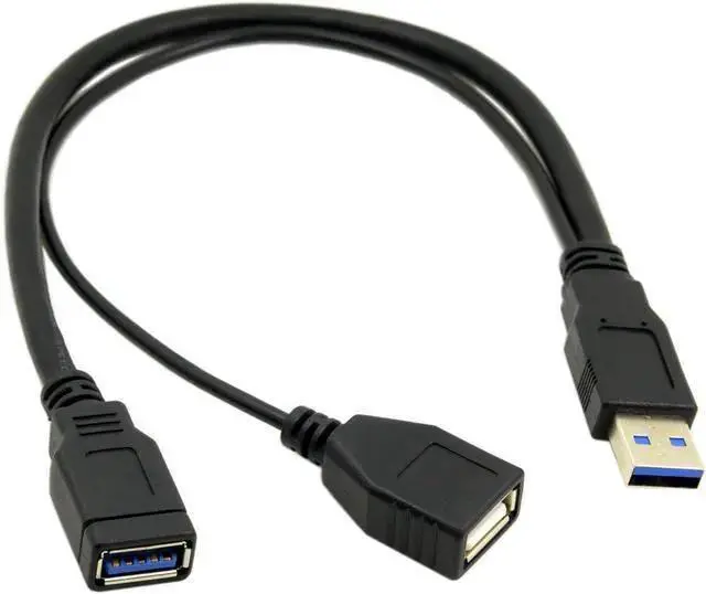 Alt view image 2 of 7 - USB Cable WISDUM USB 3.0 Splitter Y Cable USB 1 Male to 2 Female Extra Power Data Extension Cable for 2.5" Mobile Hard Disk