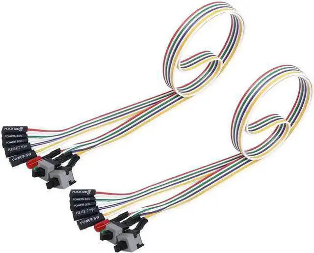 Main image of WISDUM PC Reset Switch Cable, ATX Power on Off Reset Switch Cable, 65CM PC Power Reset Switch HDD LED Cable Light Wire Kit Assembly for Computer(2Pcs)