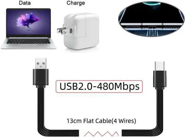 Alt view image 4 of 7 - USB Cable WISDUM USB 2.0 Type-A Male to Mini Micro USB Type-C Male Data Flat Slim FPC Cable for FPV & Disk & Phone 13cm 3Pcs/Set