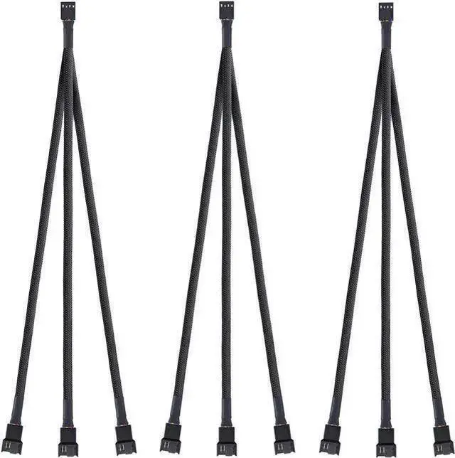 Main image of WISDUM 3 Pack PWM Fan Splitter Adapter Cable Sleeved Braided Y Splitter Computer PC 4 Pin Fan Extension Power Cable 1 to 3 Converter for Computer ATX Case 4-Pin/3-Pin Cooling Fan Cable -10.5 inch