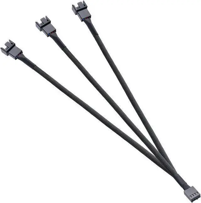 Alt view image 3 of 6 - WISDUM 3 Pack PWM Fan Splitter Adapter Cable Sleeved Braided Y Splitter Computer PC 4 Pin Fan Extension Power Cable 1 to 3 Converter for Computer ATX Case 4-Pin/3-Pin Cooling Fan Cable -10.5 inch