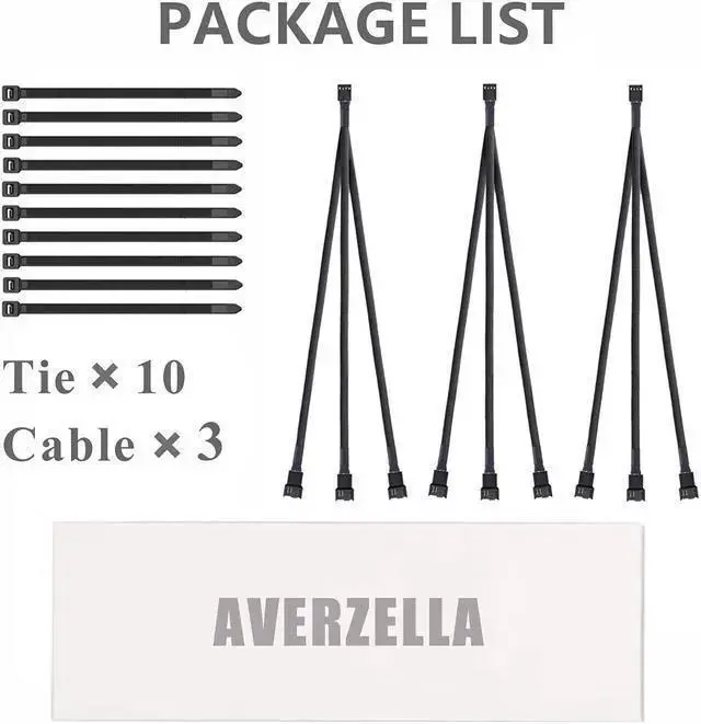 Alt view image 5 of 6 - WISDUM 3 Pack PWM Fan Splitter Adapter Cable Sleeved Braided Y Splitter Computer PC 4 Pin Fan Extension Power Cable 1 to 3 Converter for Computer ATX Case 4-Pin/3-Pin Cooling Fan Cable -10.5 inch