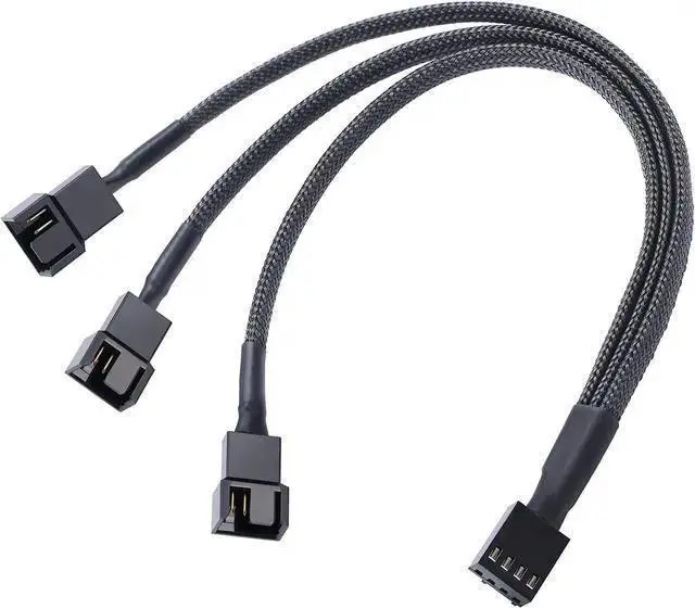 Alt view image 2 of 6 - WISDUM 3 Pack PWM Fan Splitter Adapter Cable Sleeved Braided Y Splitter Computer PC 4 Pin Fan Extension Power Cable 1 to 3 Converter for Computer ATX Case 4-Pin/3-Pin Cooling Fan Cable -10.5 inch