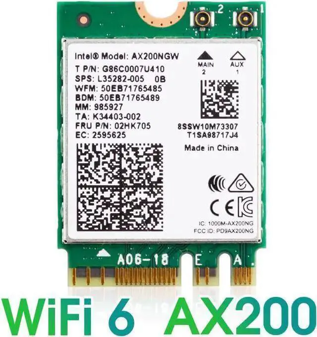 Main image of WISDUM 3000Mbps WiFi 6 M.2 Key E For AX200 Dual Band Wireless Adapter, AX200NGW Bluetooth 5.0 Wi-Fi Network Card, 2.4Ghz/5Ghz, 802.11ac/ax, Support MU-MIMO, OFDMA, Support Windows 10 For Laptop Deskto