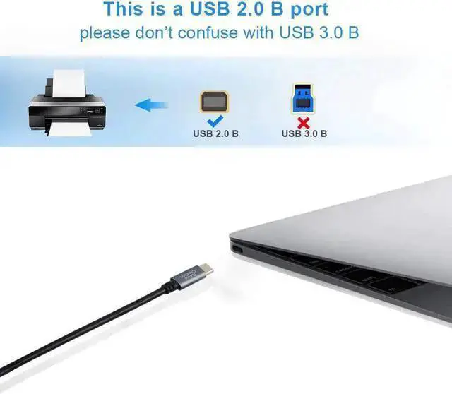 Alt view image 4 of 6 - USB Cable WISDUM USB C Printer Cable 6.6FT USB C to Printer Cable USB C to B, Scanner Cable Printer Cable to USB C MIDI Cable for Yamaha Casio Digital Piano MIDI Controller DJ Controller, 2M Black