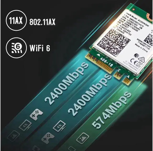 Alt view image 4 of 7 - WISDUM 3000Mbps WiFi 6 M.2 Key E For AX200 Dual Band Wireless Adapter, AX200NGW Bluetooth 5.0 Wi-Fi Network Card, 2.4Ghz/5Ghz, 802.11ac/ax, Support MU-MIMO, OFDMA, Support Windows 10 For Laptop Deskto