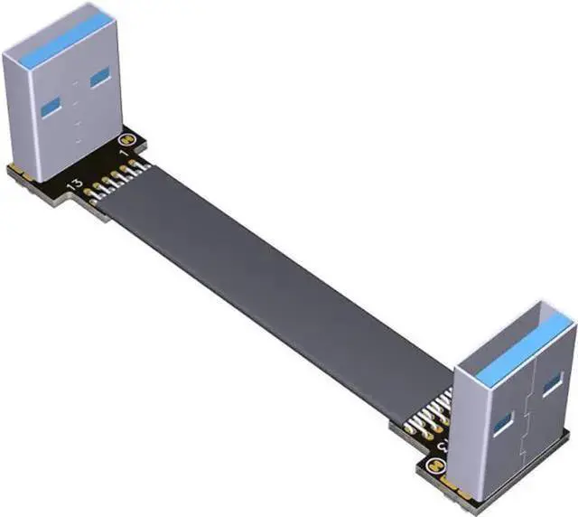 Main image of WISDUM ADT-Link USB 3.0 Cable USB to USB Cable Type A Male to Male Extension Cable Super Speed HDD 90/270 Degree Angle Up/Down Angled (10cm,S2-S3)