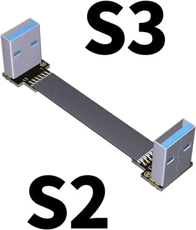 Alt view image 2 of 7 - WISDUM ADT-Link USB 3.0 Cable USB to USB Cable Type A Male to Male Extension Cable Super Speed HDD 90/270 Degree Angle Up/Down Angled (10cm,S2-S3)
