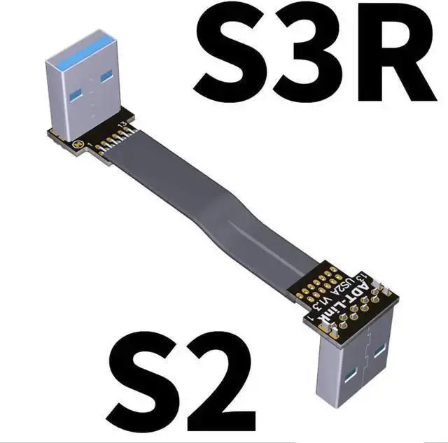 Alt view image 2 of 7 - WISDUM ADT-Link USB 3.0 Cable USB to USB Cable Type A Male to Male Extension Cable Super Speed HDD 90/270 Degree Angle Up/Down Angled (10cm,S2-S3R)