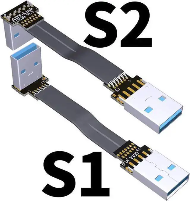 Alt view image 3 of 7 - WISDUM ADT-Link USB 3.0 Cable USB to USB Cable Type A Male to Male Extension Cable Super Speed HDD 90/270 Degree Angle Up/Down Angled (20cm,S1-S2)