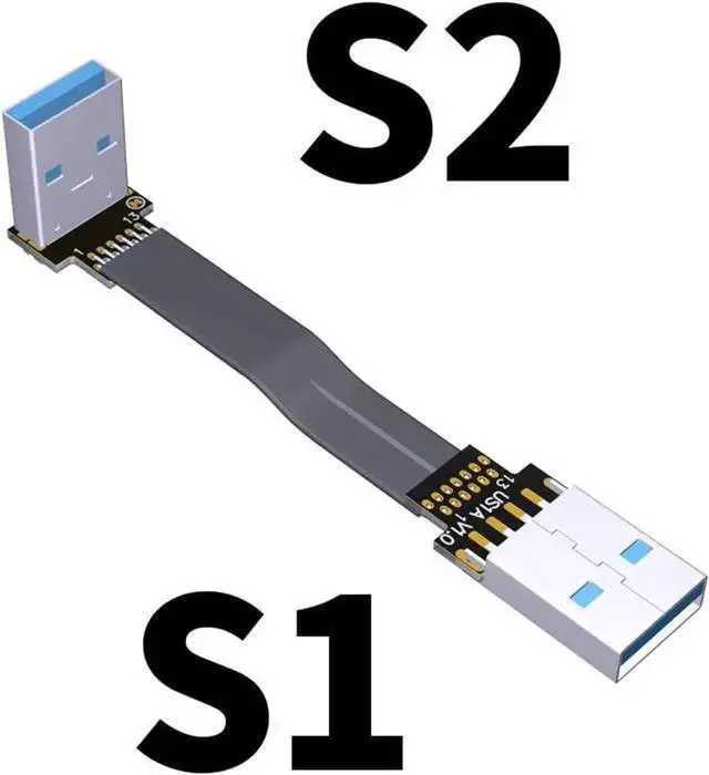 Alt view image 2 of 7 - WISDUM ADT-Link USB 3.0 Cable USB to USB Cable Type A Male to Male Extension Cable Super Speed HDD 90/270 Degree Angle Up/Down Angled (20cm,S1-S2)