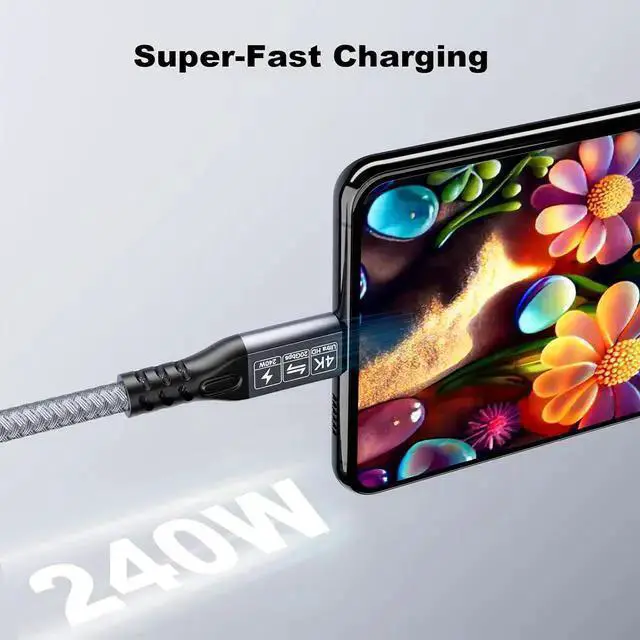 Alt view image 6 of 7 - USB Cable WISDUM 20Gbps USB C 3.2 Extension Cable, USBC 3.2 Gen2 Type-c Male to Female Extender Cable Ultra HD 4K@60Hz 240W Charging 20Gbps Data Transfer Compatible with External SSD eGPU