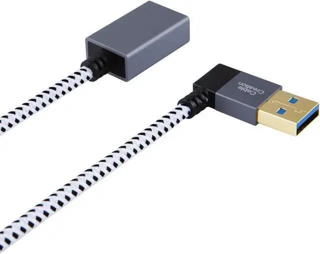 Alt view image 6 of 6 - USB Cable WISDUM 1 FT USB 3.0 Extension Cable, Left Angle USB 3.0 Male to Female Extender Cord, 90 Degree USB 3.0 Adapter, for Oculus VR, , , Keyboard, Space Gray Aluminum