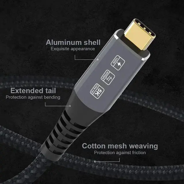 Alt view image 4 of 7 - USB Cable WISDUM USB4 USB4.0 USB-C Type-C Male to USB-C Type-C Male USB4 Cable 40Gbps with 100W Charging Compatible 1.8M