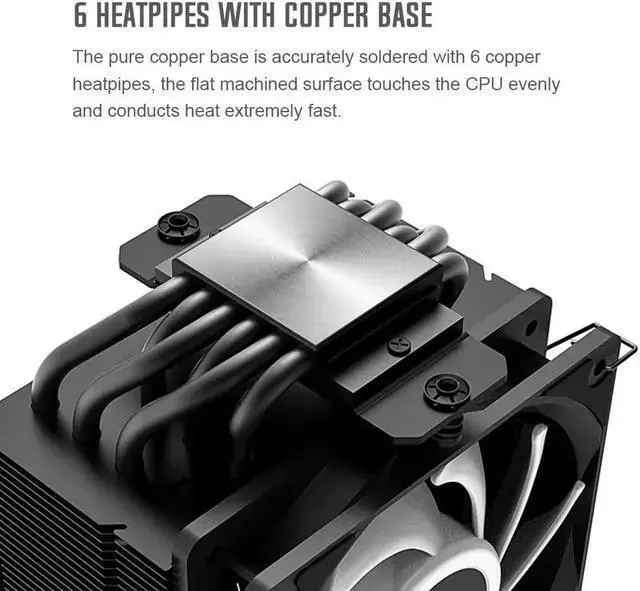 Alt view image 2 of 7 - WISDUM ID-COOLING SE-226-XT Black CPU Cooler LGA1700 CPU Air Cooler 6 Heatpipes All-Black CPU Fan 120mm PWM Fan, Intel/AMD