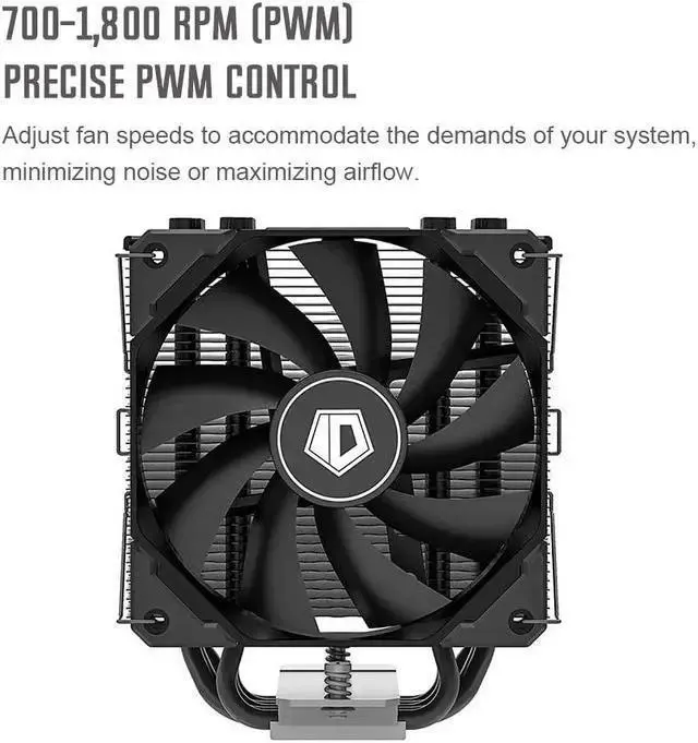 Alt view image 3 of 7 - WISDUM ID-COOLING SE-226-XT Black CPU Cooler LGA1700 CPU Air Cooler 6 Heatpipes All-Black CPU Fan 120mm PWM Fan, Intel/AMD