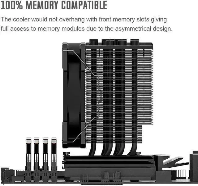 Alt view image 5 of 7 - WISDUM ID-COOLING SE-226-XT Black CPU Cooler LGA1700 CPU Air Cooler 6 Heatpipes All-Black CPU Fan 120mm PWM Fan, Intel/AMD