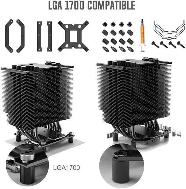 Alt view image 6 of 7 - WISDUM ID-COOLING SE-226-XT Black CPU Cooler LGA1700 CPU Air Cooler 6 Heatpipes All-Black CPU Fan 120mm PWM Fan, Intel/AMD