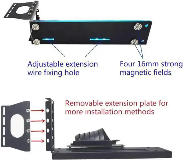 Alt view image 3 of 4 - WISDUM Vertical Graphics Card Holder Bracket Multiple Slots Adjustable Support with GPU Mount Video Card VGA Support Kit (White,2-Holes) with PCIe 4.0 x16 Riser Cable 90 Degree, High Speed cable 20cm