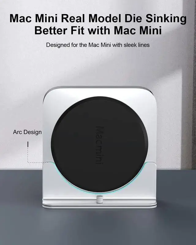 Alt view image 3 of 7 - WISDUM Hagibis Vertical Stand for Mac Mini, Aluminum Alloy Laptop Stand Anti-Slip Computer Holder Desktop Stand Compatible with M1 Chip Mac Mini, MC25 Pro