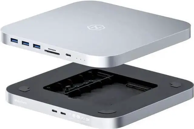 Main image of Gadget WISDUM Hagibis USB-C Hub with Dual Hard Drive Enclosure, Type-C Docking Station for Mac Mini M2, Mac Studio M1 Max Ultra with 2.5inch SATA, M.2 NVMe NGFF, USB 3.1 Gen2, USB-C, SD/TF, 2 USB 3.0