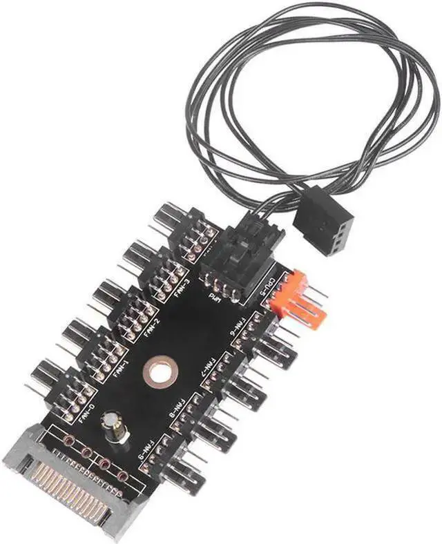 Main image of WISDUM 10 Ports Chassis Fan Hub CPU Cooling HUB 12V 4 Pin Fan Controller 1 Female to 10 Male PWM Fan Hub SATA Adapter For Desktop PC