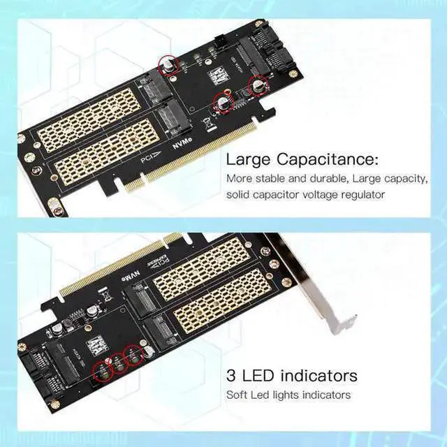 Alt view image 3 of 3 - WISDUM 3 in 1 NGFF and MSATA SSD Adapter Card,M.2 NVME to PCIE/M.2 SATA SSD to SATA III/MSATA to SATA Adapter for 2280/2260