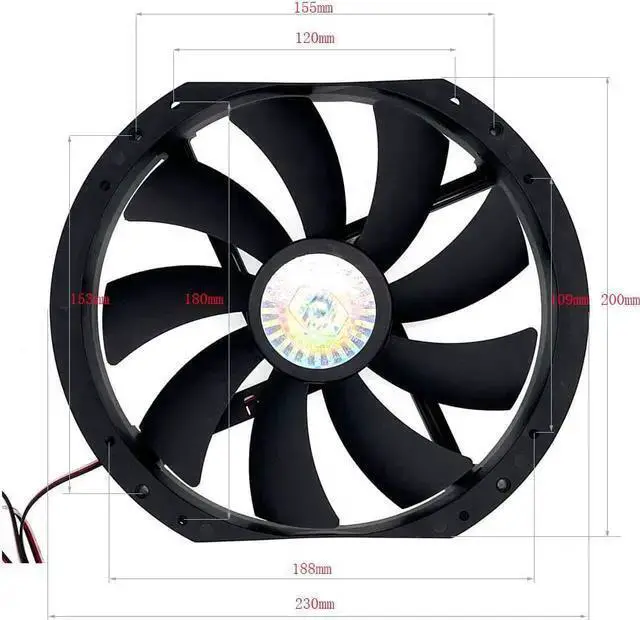 Alt view image 2 of 3 - WISDUM Large Size Air Flow Computer Case Fan,230mm 23cm 12V Mute Low Noise Cooling,230X200X30mm A23030-07CB-3MN-F1 DF2303012SELN