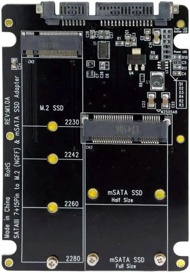 Alt view image 2 of 3 - Gadget WISDUM 2 in 1 Combo M.2 NGFF B-Key & MSATA SSD to SATA 3.0 Adapter Converter Case Enclosure Support SATA Reversion 3.2