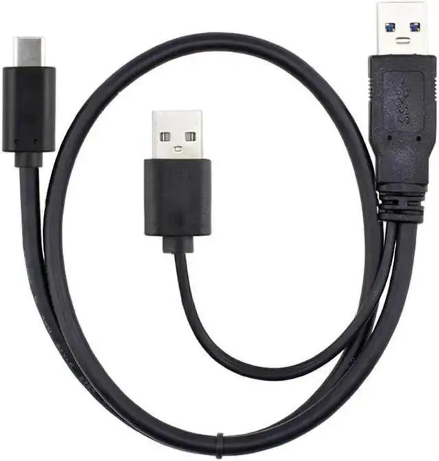 Alt view image 2 of 3 - Gadget WISDUM Type-C USB-C to USB 3.0 Male & USB 2.0 Dual Power Data Y Cable for Laptop & Disk