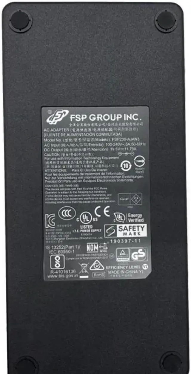 Alt view image 2 of 4 - Gadget WISDUM FSP230-AJAN3 AC Adapter 19.5V 11.79A 230W For GALLERIA GCR2070RGF-QC-B GCR1660TGF-QC-G AOC AG353UCG MONITOR Charger