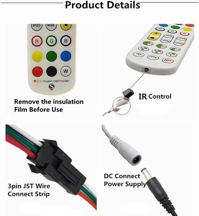 Alt view image 3 of 3 - Gadget WISDUM DC5-24V LED Pixel Controller 24key IR Remote Smart Bluetooth APP Controller For WS2812B WS2811 WS2812 LED Strip Light Module