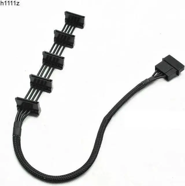 Main image of Gadget WISDUM High Quality 1 Pcs Practical Durable PC Server 4 pins IDE Molex 1 to 5 SATA Power Cable Adapter Splitter Cables 18AWG Black 40cm