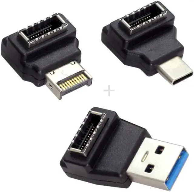 Alt view image 2 of 3 - Gadget WISDUM 3pcs Type-A & Type-C Header Female Type-E to Male Adapter USB 3.1 Front Panel