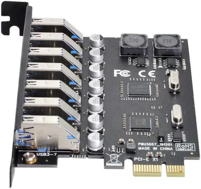 Alt view image 2 of 3 - Gadget WISDUM 7 Ports PCI-E to USB 3.0 HUB PCI Express Expansion Card Adapter 5Gbps for Motherboard