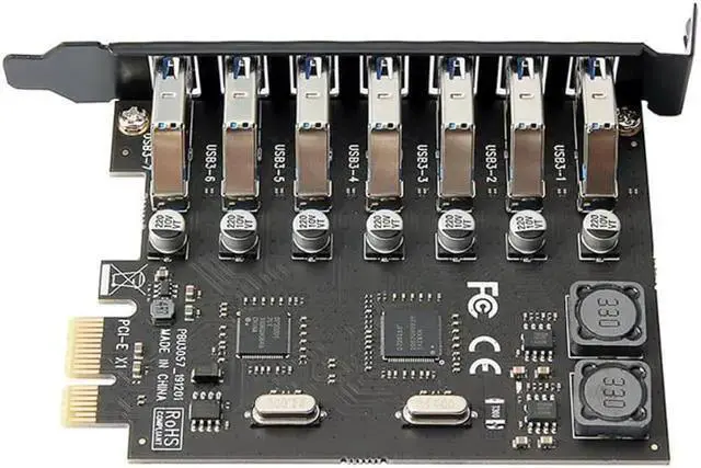 Alt view image 3 of 3 - Gadget WISDUM 7 Ports PCI-E to USB 3.0 HUB PCI Express Expansion Card Adapter 5Gbps for Motherboard