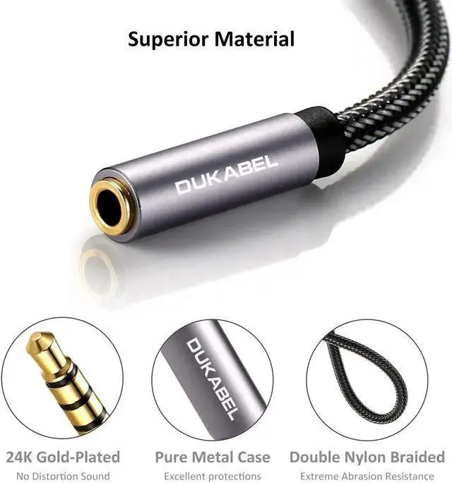 Alt view image 2 of 7 - WISDUM Headphone Extension Cable 3.5mm Male to Female Stereo Audio Cable Lossless Audio Sound Premium Audio Cord Extension Cable Gold Plated Jack & Strong Nylon Braided - Top Series (4ft/1.2m)