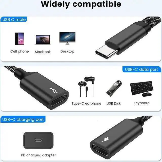 Alt view image 3 of 6 - WISDUM USB C Splitter USB C to USB C Female Adapter USB Y Splitter Cable(NOT for Monitor)USB C Male to 2USB-C Female Cord Double USB C Port Hub USB C Charging Split Adapter for Mac One PS5 Laptop