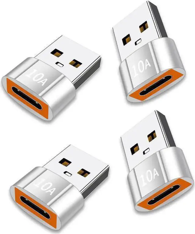 Main image of WISDUM USB C Female to USB Male Adapter 4 Pack 10A Type C to USB Adapter Support PD Fast Charge Data Transfer Compatible Laptop Computer Silver