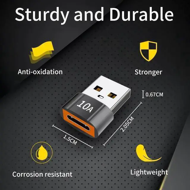 Alt view image 5 of 7 - WISDUM USB C Female to USB Male Adapter 4 Pack 10A Type C to USB Adapter Support PD Fast Charge Data Transfer Compatible Laptop Computer Silver