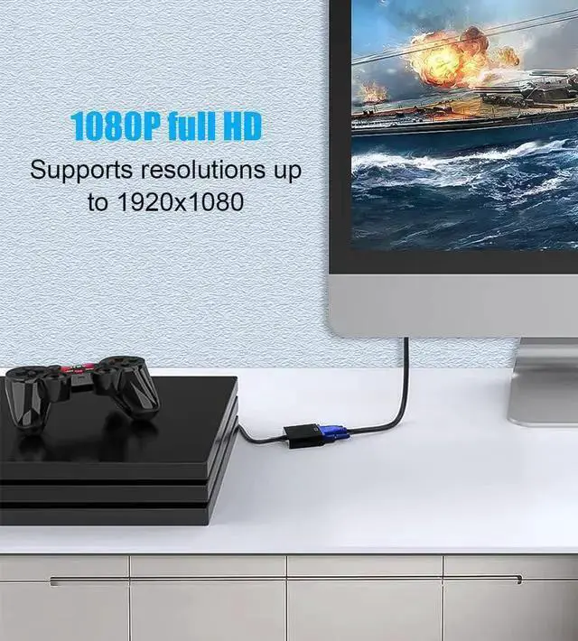 Alt view image 5 of 7 - WISDUM HDMI to VGA Gold-Plated HDMI to VGA Adapter (Male to Female) for Computer Desktop Laptop PC Monitor Projector HDTV Chromebook Raspberry Pi Roku and More - Black3 Pack