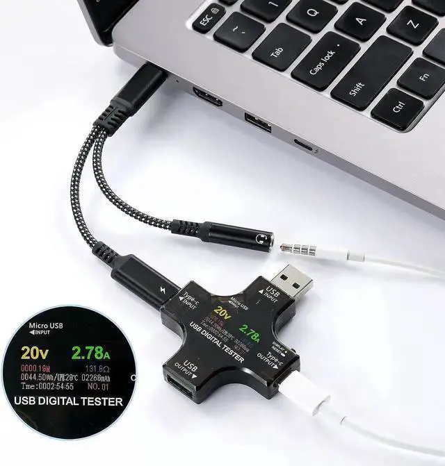 Alt view image 2 of 5 - WISDUM USB C to 3.5mm Audio Jack and PD Charger Adapter Cable 2-in-1 Splitter Cord Type C to 3.5 mm Headphones Aux with 60W Fast Charging Port Wire