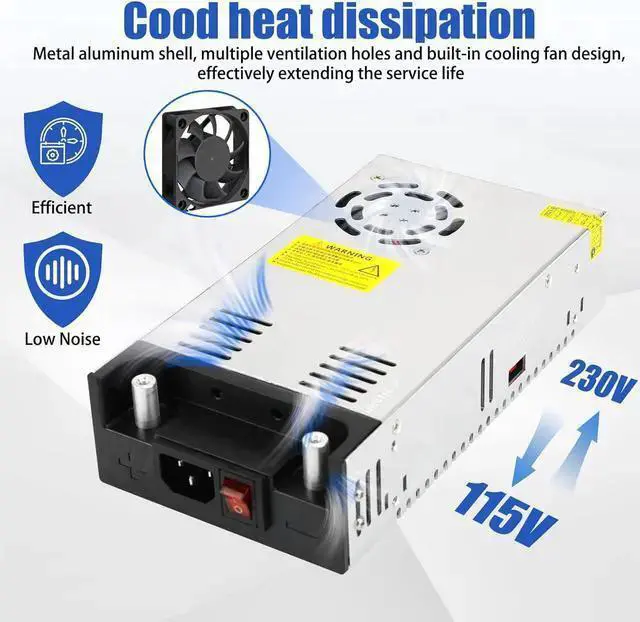 Alt view image 2 of 7 - WISDUM New Version 110V AC to 12V DC Converter DC 12Volt 50A 600W Power Supply Transformer Adapter SMPS AC to DC Converter Switch Power Supply Max 50A 600W